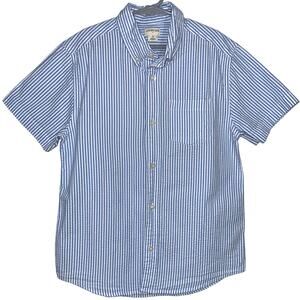 Crewcuts Boys Blue & White Seersucker Striped Short Sleeve Button Up Shirt 12